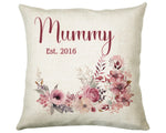 Mummy Gift Cushion - Personalised Scatter Cushion Pillow for Her Women Pink Flower Design Custom Name Mama Gift for Mum Mothers Day BC005