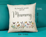 Mummy Gift Cushion - Personalised Scatter Cushion Pillow for Her Women - Butterfly Flowers Custom Name Mama Gift for Mum Mothers Day BC007