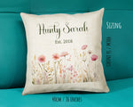 Aunty Gift Cushion - Personalised Scatter Cushion Pillow for Her Women - Wild Flower Design with Custom Name for Auntie Mothers Day BC001