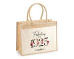 100th Birthday Gift For Women Personalised Jute Bag - Gift For Her Floral Tote Bag Gifts - Hundred Fabulous Since 1925 Shopping Bag BNC100T