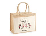 80th Birthday Gift For Women Personalised Jute Bag - Gift For Her Floral Tote Bag Gifts - Eighty 80 Fabulous Since 1945 Shopping Bag BNC80T