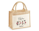 80th Birthday Gift For Women Personalised Jute Bag - Gift For Her Floral Tote Bag Gifts - Eighty 80 Fabulous Since 1945 Shopping Bag BNC80T