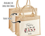 70th Birthday Gift For Women Personalised Jute Bag - Gift For Her Floral Tote Bag Gifts - Seventy 70 Fabulous Since 1955 Shopping Bag BNC70T