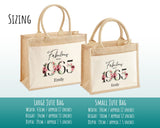 60th Birthday Gift For Women Personalised Jute Bag - Gift For Her Floral Tote Bag Gifts - Sixty 60 Fabulous Since 1965 Shopping Bag BNC60T