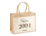 21st Birthday Gift For Women Personalised Jute Bag - Gift For Her Floral Tote Bag - Twenty One 21 Fabulous Since 2004 Shopping Bag BNC21T