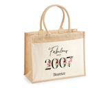 18th Birthday Gift For Women Personalised Jute Bag - Gift For Her Floral Tote Bag Gift - Eighteen 18 Fabulous Since 2007 Shopping Bag BNC18T