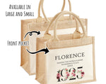 100th Birthday Gift For Women Personalised Jute Bag - Gift For Her Floral Tote Bag Gifts - Hundred Wonderful Since 1925 Shopping Bag BND100T