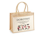 90th Birthday Gift For Women Personalised Jute Bag - Gift For Her Floral Tote Bag Gifts - Ninety 90 Wonderful Since 1935 Shopping Bag BND90T