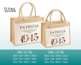 80th Birthday Gift For Women Personalised Jute Bag - Gift For Her Floral Tote Bag Gifts - Eighty 80 Wonderful Since 1945 Shopping Bag BND80T