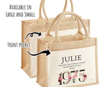 50th Birthday Gift For Women Personalised Jute Bag - Gift For Her Floral Tote Bag Gifts - Fifty 50 Wonderful Since 1975 Shopping Bag BND50T