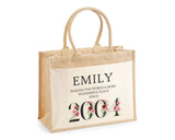 21st Birthday Gift For Women Personalised Jute Bag - Gift For Her Floral Tote Bag - Twenty One 21 Wonderful Since 2004 Shopping Bag BND21T