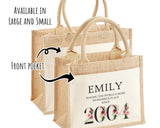 21st Birthday Gift For Women Personalised Jute Bag - Gift For Her Floral Tote Bag - Twenty One 21 Wonderful Since 2004 Shopping Bag BND21T