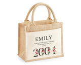 21st Birthday Gift For Women Personalised Jute Bag - Gift For Her Floral Tote Bag - Twenty One 21 Wonderful Since 2004 Shopping Bag BND21T