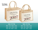 18th Birthday Gift For Women Personalised Jute Bag - Gift For Her Floral Tote Bag Gift Eighteen 18 Wonderful Since 2007 Shopping Bag BND18T