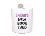 Book Lovers Gift for Women - Personalised Money Box Piggy Bank For Her Women - New Book Fund Savings Ceramic Cash Tin Readers Gift MB013