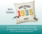 90th Birthday Gift for Men - Personalised Birthday Cushion Age 90 Gift for Him Custom Retro Vintage Number Design Dad Grandad Ninety BNG90C