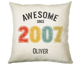 18th Birthday Gift for Men - Personalised Birthday Cushion Age 18 Gift for Him Custom Retro Vintage Number Design Boy Son Eighteen BNG18C