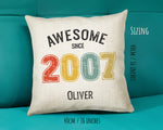 18th Birthday Gift for Men - Personalised Birthday Cushion Age 18 Gift for Him Custom Retro Vintage Number Design Boy Son Eighteen BNG18C