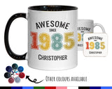 40th Birthday Gift for Men - Awesome Since 1985 Personalised Coffee Mug Coaster Age 40 Gift for Him - Retro Number Design Dad Son BNG40M