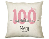 100th Birthday Gift for Women 100 and Fabulous Est 1925 Personalised Birthday Cushion Gift for Her Ladies Pink Design Nan Hundred BNH100C