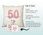 50th Birthday Gift for Women 50 and Fabulous Est 1975 Personalised Birthday Cushion Gift for Her Ladies Pink Design Mum Nanny Fifty BNH50C