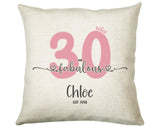 30th Birthday Gift for Women 30 and Fabulous Est 1995 Personalised Birthday Cushion Gift for Her Ladies Pink Design Mum Aunty Thirty BNH30C