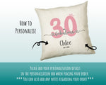 30th Birthday Gift for Women 30 and Fabulous Est 1995 Personalised Birthday Cushion Gift for Her Ladies Pink Design Mum Aunty Thirty BNH30C