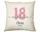 18th Birthday Gift for Women 18 and Fabulous Est 2007 Personalised Birthday Cushion Gift for Her Ladies Pink Design Daughter Eighteen BNH18C