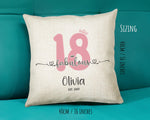 18th Birthday Gift for Women 18 and Fabulous Est 2007 Personalised Birthday Cushion Gift for Her Ladies Pink Design Daughter Eighteen BNH18C