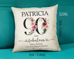 90th Birthday Gift for Women - Personalised 90 and Fabulous Birthday Cushion Age 90 Gift for Her - Ladies Floral Age Mum Nan Ninety BNK90C