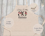 80th Birthday Gift for Women - Personalised Apron Happy Birthday Age 80 Gift for Her - Ladies Floral Design Mum Nan Gran Eighty BNA80AP