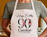 90th Birthday Gift for Women - Personalised Apron Happy Birthday Age 90 Gift for Her - Ladies Floral Design Mum Nan Gran Ninety BNA90AP