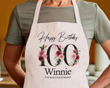 100th Birthday Gift for Women - Personalised Apron Happy Birthday Age 100 Gift for Her - Ladies Floral Design Mum Nan Gran Hundred BNA100AP