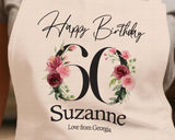 60th Birthday Gift for Women - Personalised Apron Happy Birthday Age 60 Gift for Her - Ladies Floral Design Mum Nan Gran Sixty BNA60AP