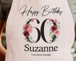 60th Birthday Gift for Women - Personalised Apron Happy Birthday Age 60 Gift for Her - Ladies Floral Design Mum Nan Gran Sixty BNA60AP