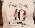 40th Birthday Gift for Women - Personalised Apron Happy Birthday Age 40 Gift for Her - Ladies Floral Design Mum Nan Gran Forty BNA40AP