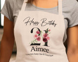 21st Birthday Gift for Women - Personalised Apron Happy Birthday Age 21 Gift for Her - Ladies Floral Design Granddaughter Twenty One BNA21AP