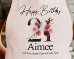 21st Birthday Gift for Women - Personalised Apron Happy Birthday Age 21 Gift for Her - Ladies Floral Design Granddaughter Twenty One BNA21AP