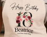 18th Birthday Gift for Women - Personalised Apron Happy Birthday Age 18 Gift for Her - Ladies Floral Design Granddaughter Eighteen BNA18AP