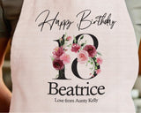 18th Birthday Gift for Women - Personalised Apron Happy Birthday Age 18 Gift for Her - Ladies Floral Design Granddaughter Eighteen BNA18AP