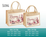 Nanny Gift Personalised Jute Bag - Floral Tote Bag Gift for Grandma Nan - Custom Shopping Market Bag - Nanny Bag for Nans Birthday BT005