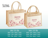 Nanny Gift Personalised Jute Bag - Floral Tote Bag Gift for Grandma Nan - Custom Shopping Market Bag - Nanny Bag for Nans Birthday BT009