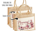 Mummy Gift Personalised Jute Bag - Mothers Day Gift Floral Tote Bag Gift for Mum Mama - Custom Shopping Market Bag - Mummy Bag BT005