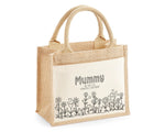 Mummy Gift Personalised Jute Bag - Mothers Day Gift Floral Tote Bag Gift for Mum Mama - Custom Shopping Market Bag - Mummy Bag BT008