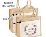 Mummy Gift Personalised Jute Bag - Mothers Day Gift Floral Tote Bag Gift for Mum Mama - Custom Shopping Market Bag - Mummy Bag BT006