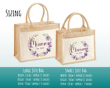 Mummy Gift Personalised Jute Bag - Mothers Day Gift Floral Tote Bag Gift for Mum Mama - Custom Shopping Market Bag - Mummy Bag BT006