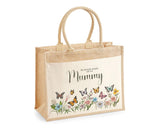 Mummy Gift Personalised Jute Bag - Mothers Day Gift Floral Tote Bag Gift for Mum Mama - Custom Shopping Market Bag - Mummy Bag BT007