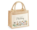 Mummy Gift Personalised Jute Bag - Mothers Day Gift Floral Tote Bag Gift for Mum Mama - Custom Shopping Market Bag - Mummy Bag BT007