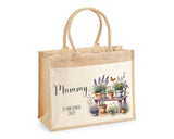 Mummy Gift Personalised Jute Bag - Mothers Day Gift Floral Tote Bag Gift for Mum Mama - Custom Shopping Market Bag - Mummy Bag BT010