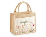 Aunty Gift Personalised Jute Bag - Auntie Birthday Gift Floral Tote Bag Gift for Her Family Friend - Custom Shopping Market Tote Bag BT001